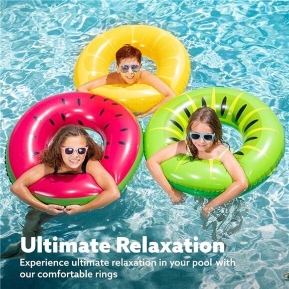 Inflatable Swim Tube Raft (3 pack) with Summer Fruits Painting, Pool Toys - Picture 5 of 8